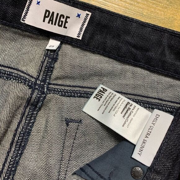 Paige Antoinette Black Velvet Color Block Print Front Skinny Jean 25 - Picture 3 of 8